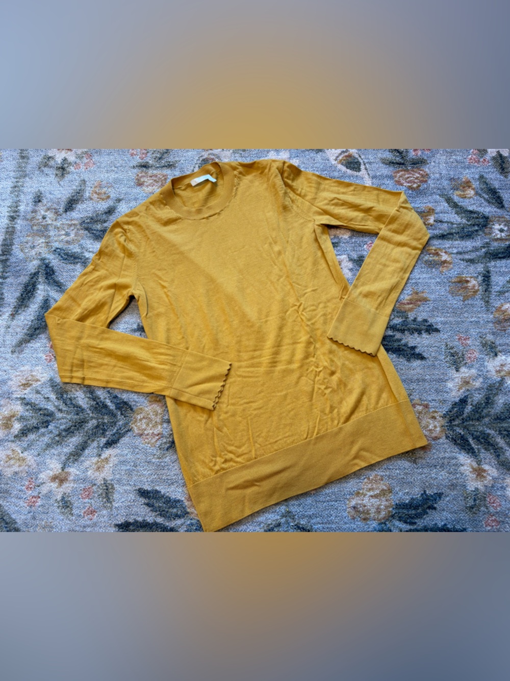 Chloe scalloped cuff wool sweater Medium Mustard Yellow